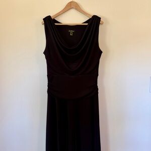 Cartise Black Sleeveless Knee Length Dress with Draped Cowl Neck